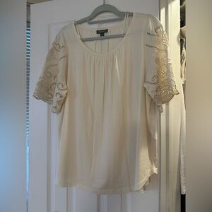 Alfani Ivory Blouse with Lace Sleeves